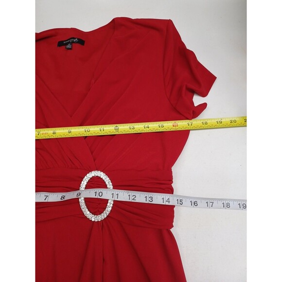 Wardrobe A Womens Red Dress Sz 10 Cascade Knee Length Short Sleeve Ruched - Picture 9 of 12